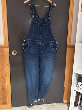 Old Navy Blue Denim Overalls with Contrast Stitching